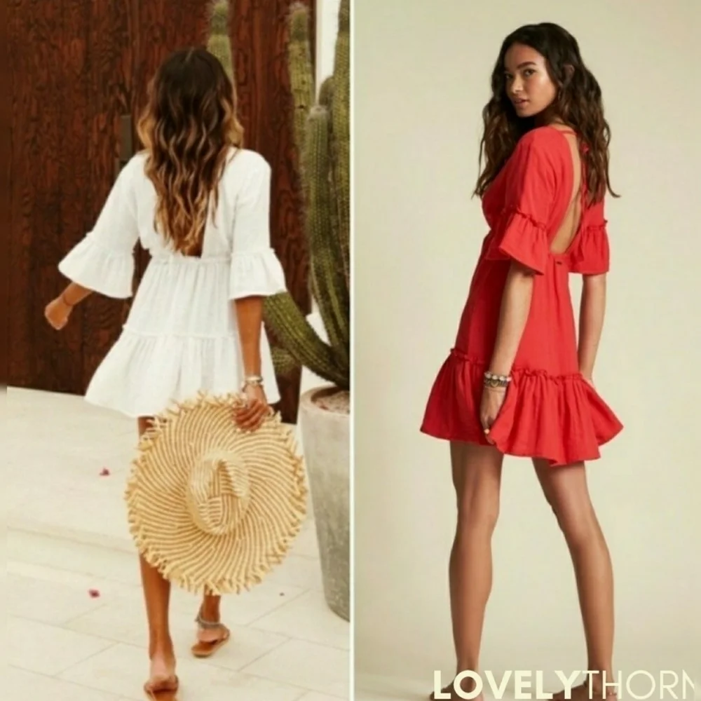 SINCERELY JULES // ltd ed billabong collab plunge boho-chic beachy mini dress